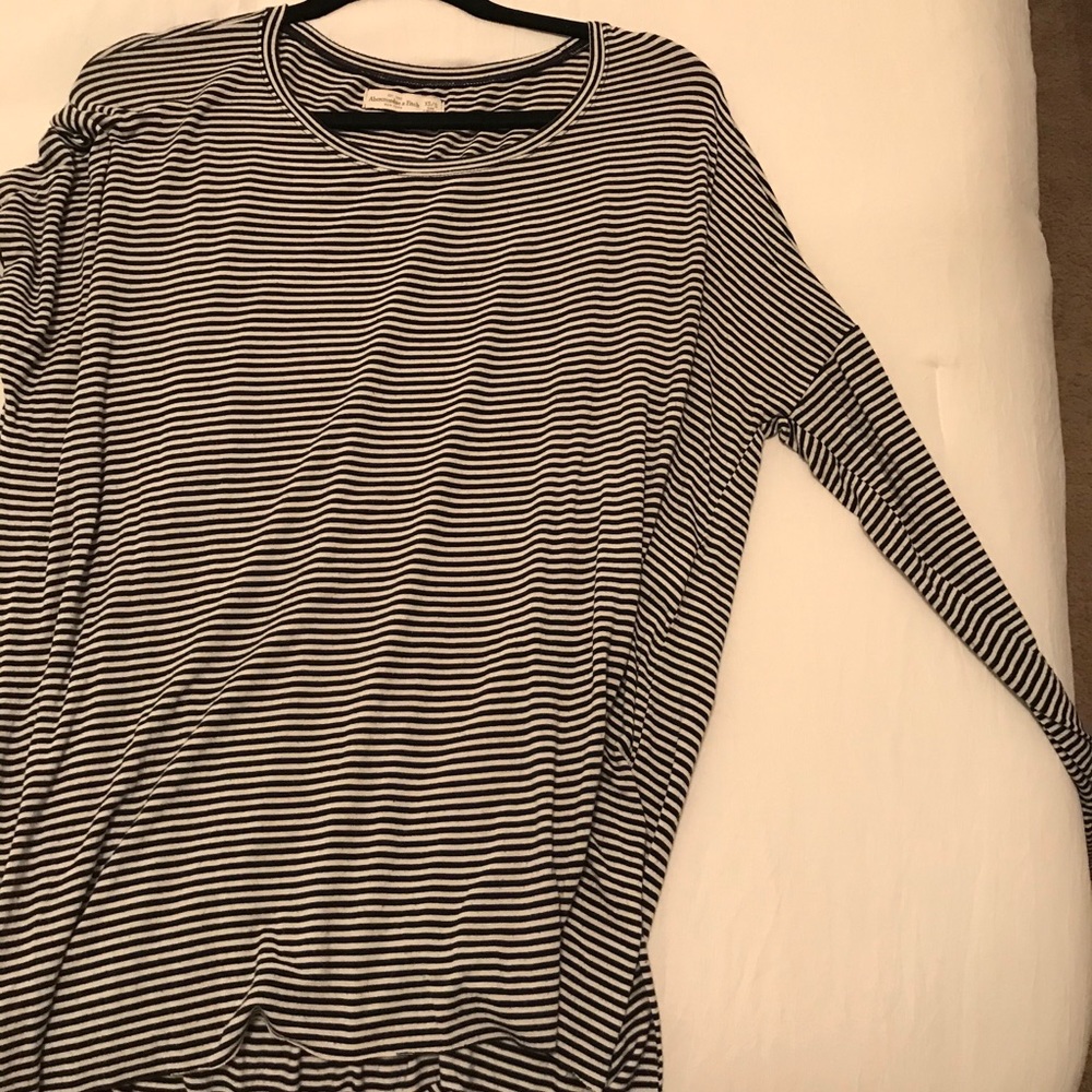 Navy and white striped long sleeve.